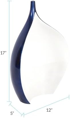 Howard Elliott Cobalt Blue Wooden Vase with Black Lacquered Accents