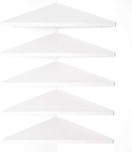 Love-KANKEI Set of 5 Corner Floating Shelves Rustic Wood