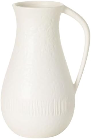 Sullivans Ceramic Vase White Pitcher with Handle 10 Inch