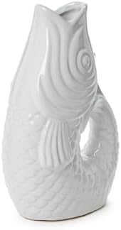 Twos Company Large Fish Vase 12 Inch Ceramic White