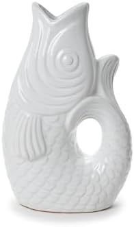 Twos Company Large Fish Vase 12 Inch Ceramic White