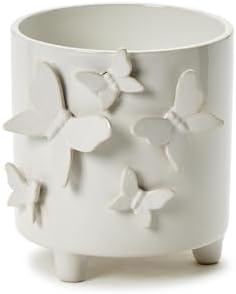 Twos Company Butterfly Footed Cachepot Vase 575 Inch Ceramic White
