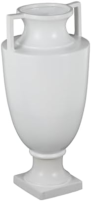 Deco 79 White Ceramic Fluted Urn Vase with Handles
