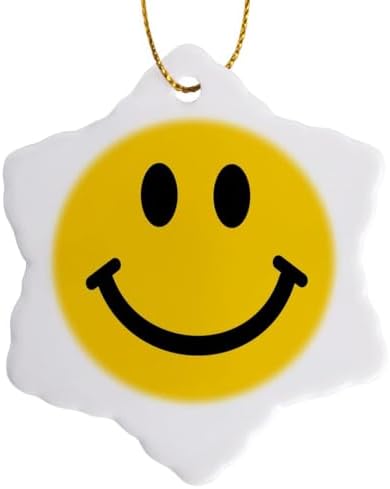 3dRose Yellow Smiling Face Porcelain Ornament