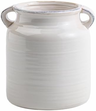 Ceramic Rustic White Flower Vase for Home Decor
