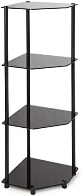 Convenience Concepts Designs2Go Classic 4 Tier Corner Shelf Black Glass