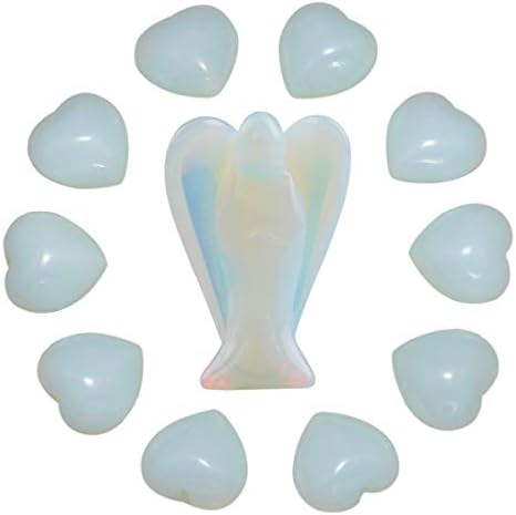 Rockcloud Healing Crystal Puff Hearts Guardian Angel Set Opalite