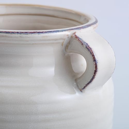 Ceramic Rustic White Flower Vase for Home Decor
