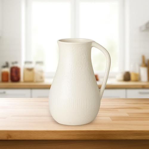 Sullivans Ceramic Vase White Pitcher with Handle 10 Inch