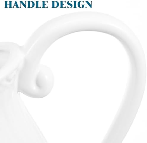 Alipis White Ceramic Pitcher Vase with Handle