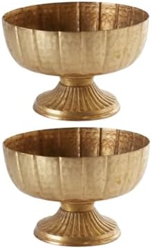 2 Pcs Distressed Gold Compote Vases for Centerpieces