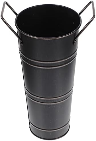 Beavorty Metal Flower Vase Bucket Rustic Decorative Planter Black