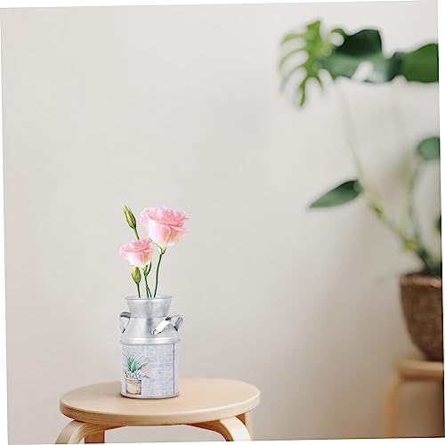 PRETYZOOM 3pcs Retro Tinplate Flower Vase with Handle