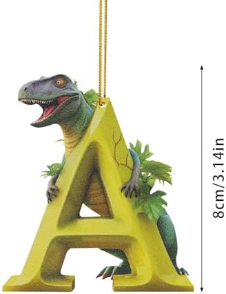 Christmas Dinosaur Alphabet Letters Hanging Ornament A-Z Decor