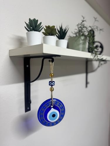 Evil Eye Hanging Wall Ornament - Handmade Blue Glass Amulet with Star Design
