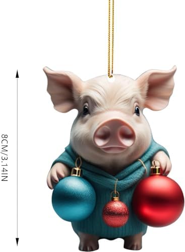 Cute Cartoon Christmas Pig Hanging Ornament