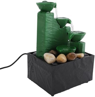 Tabletop Fountain with LED Light and Stones for Office and Bedroom