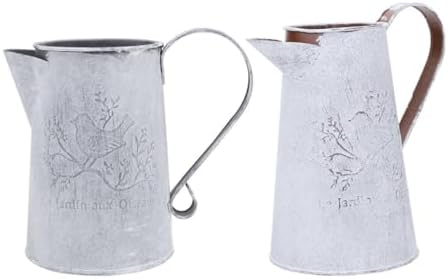 SUPVOX 2pcs Retro Iron Flower Buckets for Home Decor