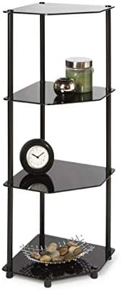 Convenience Concepts Designs2Go Classic 4 Tier Corner Shelf Black Glass