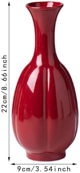 Red Ceramic Vase Farmhouse Pitcher Decorative Vase