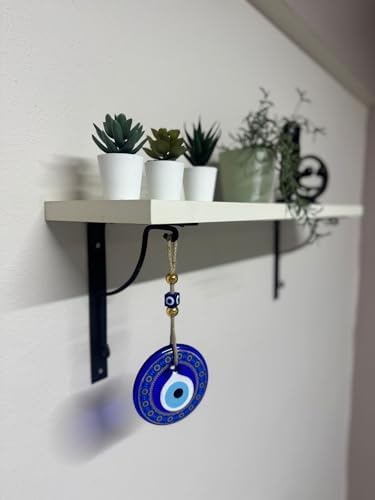 Evil Eye Hanging Wall Ornament - Handmade Blue Glass Amulet with Star Design