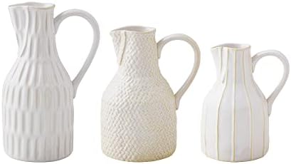 Mud Pie Cream Stoneware Jug Bud Vase Medium
