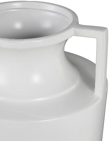 Deco 79 White Ceramic Fluted Urn Vase with Handles