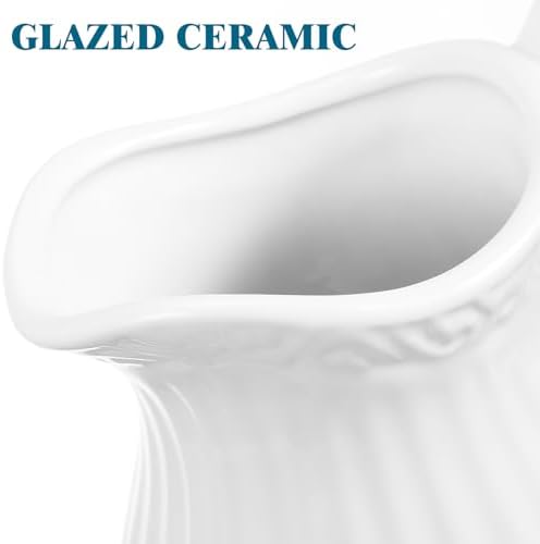 Alipis White Ceramic Pitcher Vase with Handle