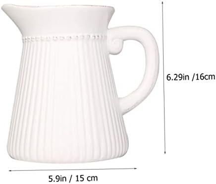 Unomor 1pc Elegant White Ceramic Flower Vase with Textured Design