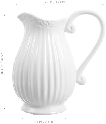 Alipis White Ceramic Pitcher Vase with Handle