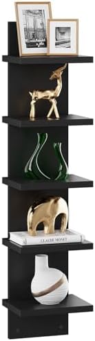 IBUYKE 5 Tier Wall Shelving Unit Black Vertical Storage Shelf
