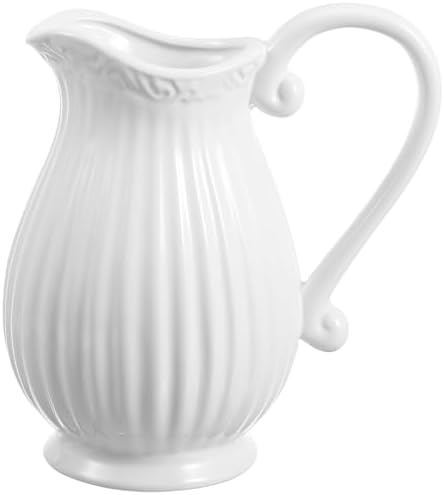 Alipis White Ceramic Pitcher Vase with Handle