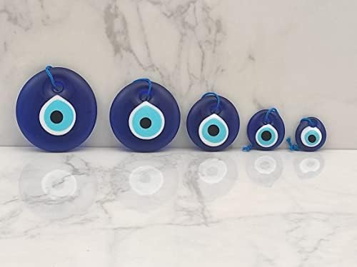 Blue Evil Eye Hanging Ornament Set of 5 - Turkish Glass Nazar Charm