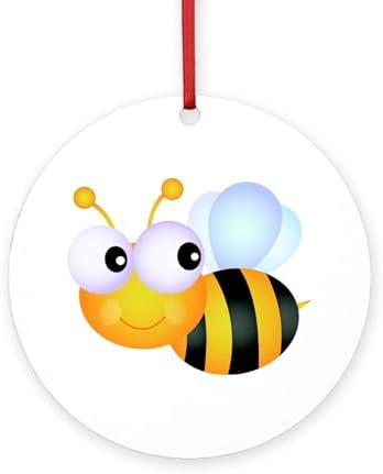 CafePress Bumble Bee Round 4 Inch MDF Holiday Ornament