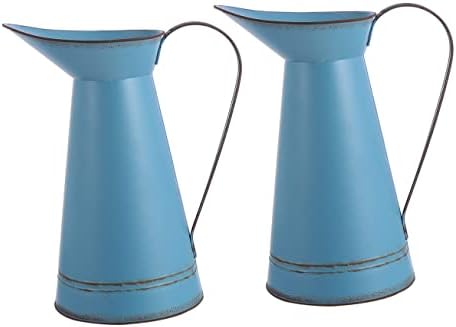 Unomor 2pcs Retro Metal Flower Vase with Bucket Pot Design