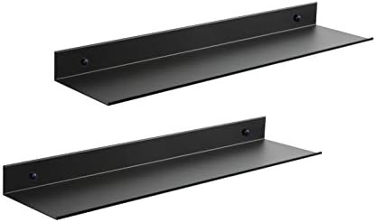 Z Metnal Floating Wall Shelves 20 Inch 2 Pack Matt Black