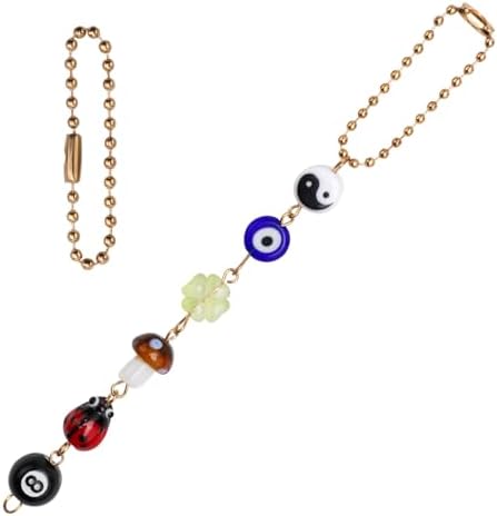 Evil Eye Car Charm with Yin Yang and Four Leaf Clover