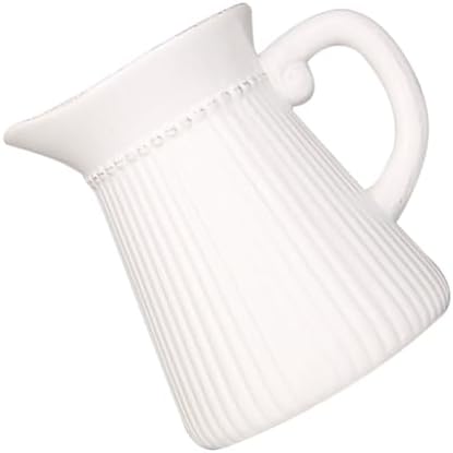 Unomor 1pc Elegant White Ceramic Flower Vase with Textured Design