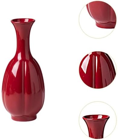 Red Ceramic Vase Farmhouse Pitcher Decorative Vase