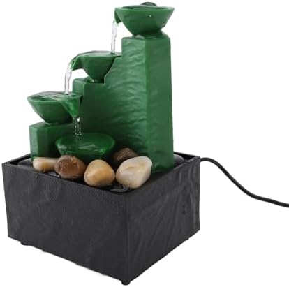 Tabletop Fountain with LED Light and Stones for Office and Bedroom