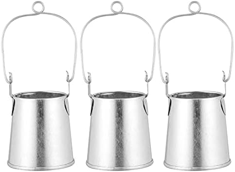EXCEART 3pcs Retro Iron Flower Bucket Plant Container with Handle
