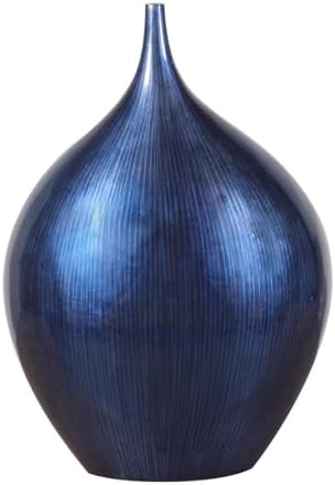 Howard Elliott Cobalt Blue Wooden Vase with Black Lacquered Accents