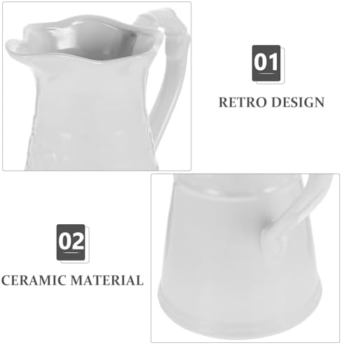 Amosfun White Ceramic Pitcher Vase 76 Inch