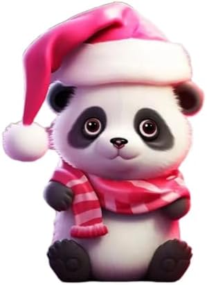 Pink Acrylic Christmas Panda Ornament Style C
