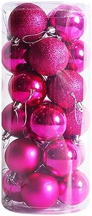 24Pcs Hot Pink Shatterproof Christmas Ball Ornaments