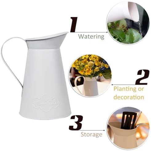 Rustic Metal Farmhouse Flower Vase Large Leakproof Pitcher
