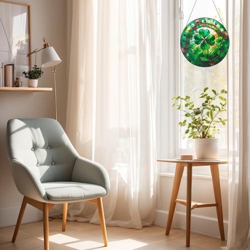 10 Piece Stained Glass Shamrock Sun Catcher Decor