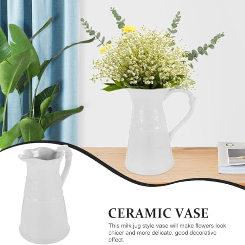 Amosfun White Ceramic Pitcher Vase 76 Inch