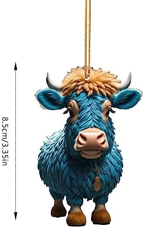 Highland Cow Pendant Acrylic Hanging Ornament Christmas Decor