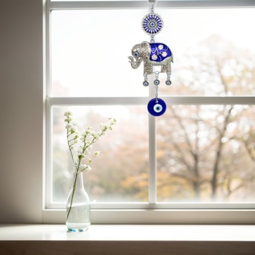 Turkish Blue Evil Eye Lucky Elephant Amulet Hanging Decor